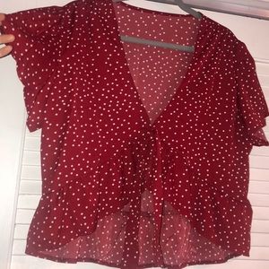 Red Polka Dot High Low Top